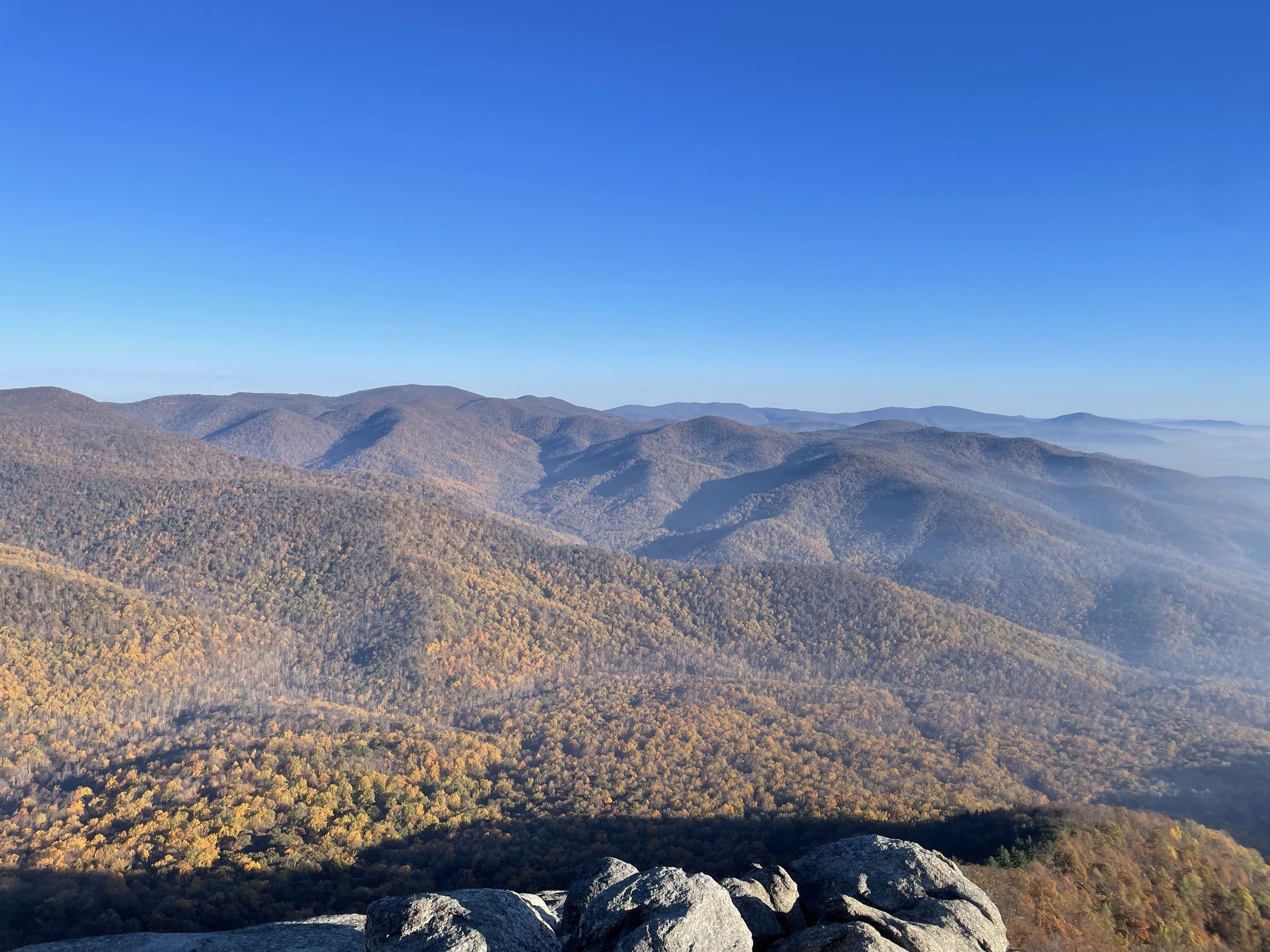 View across the Blue Ridge Mountains at golden hour